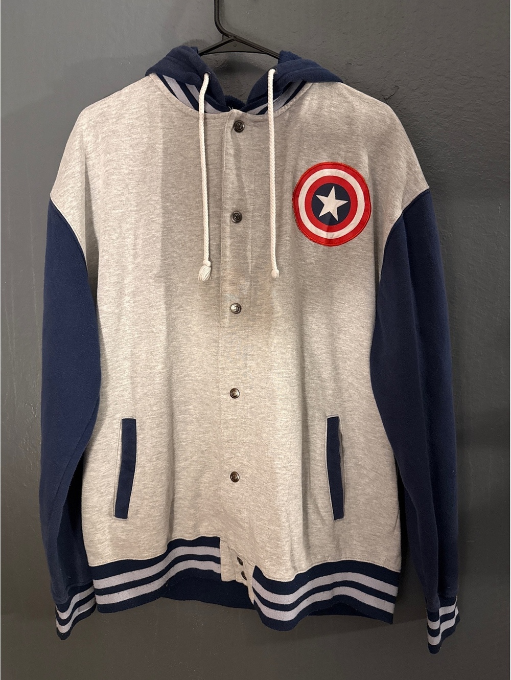 Marvel Captain America Hoodie Jacket with Hood and Snap Buttons